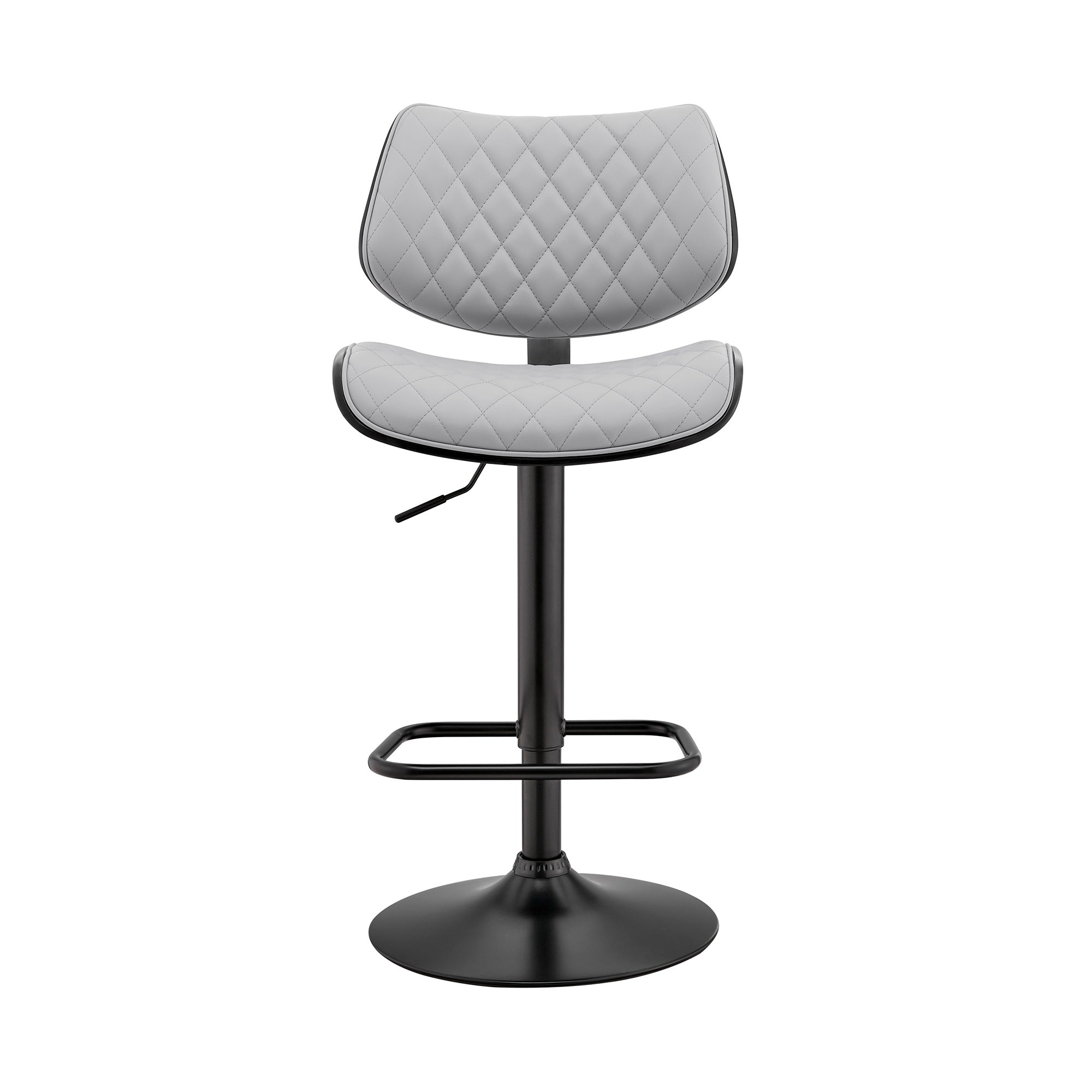Leland Adjustable Gray Faux Leather And Black Finish Bar Stool