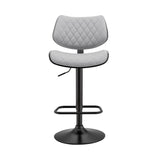 Leland Adjustable Gray Faux Leather And Black Finish Bar Stool