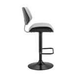 Leland Adjustable Gray Faux Leather And Black Finish Bar Stool