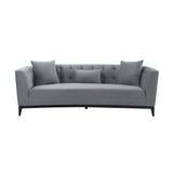 Melange Gray Velvet Sofa With Black Wood Base