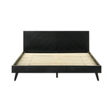 Petra King Platform Wood Bed Frame In Black Finish