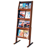 Wooden Mallet Slope 16 Pocket Standing Literature Display, 4Hx4W, Mahogany