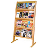 Wooden Mallet Slope 24 Pocket Standing Literature Display, 4Hx6W, Light Oak