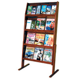 Wooden Mallet Slope 24 Pocket Standing Literature Display, 4Hx6W, Mahogany