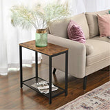 Vasagle Indestic Side Table, Narrow Small End Table With Mesh Shelf, Nightstand, Living Room, Bedroom, Kitchen, Metal, Industria