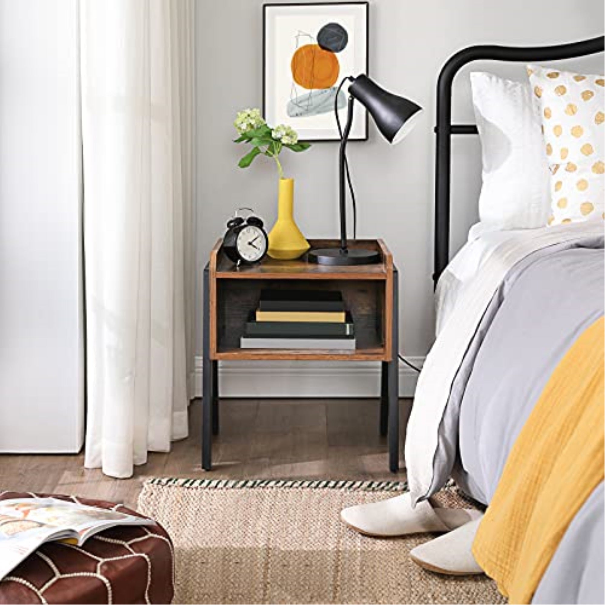 Vasagle Nachttisch, Nachtkommode, Beistelltisch, Stapelbarer Nachtschrank Mit Offenem Fach, Rustikale Holzoptik, Akzentm?Bel, Me