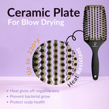 INATEKPRO Curved Vented Boar Bristle Detangler Brush - GREY | LARGE