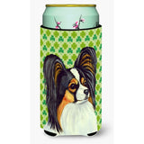 Papillon St. Patrick'S Day Shamrock Portrait Tall Boy Beverage Insulator Beverage Insulator Hugger