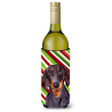 Dachshund Candy Cane Holiday Christmas Wine Bottle Beverage Insulator Beverage Insulator Hugger Lh9223Literk