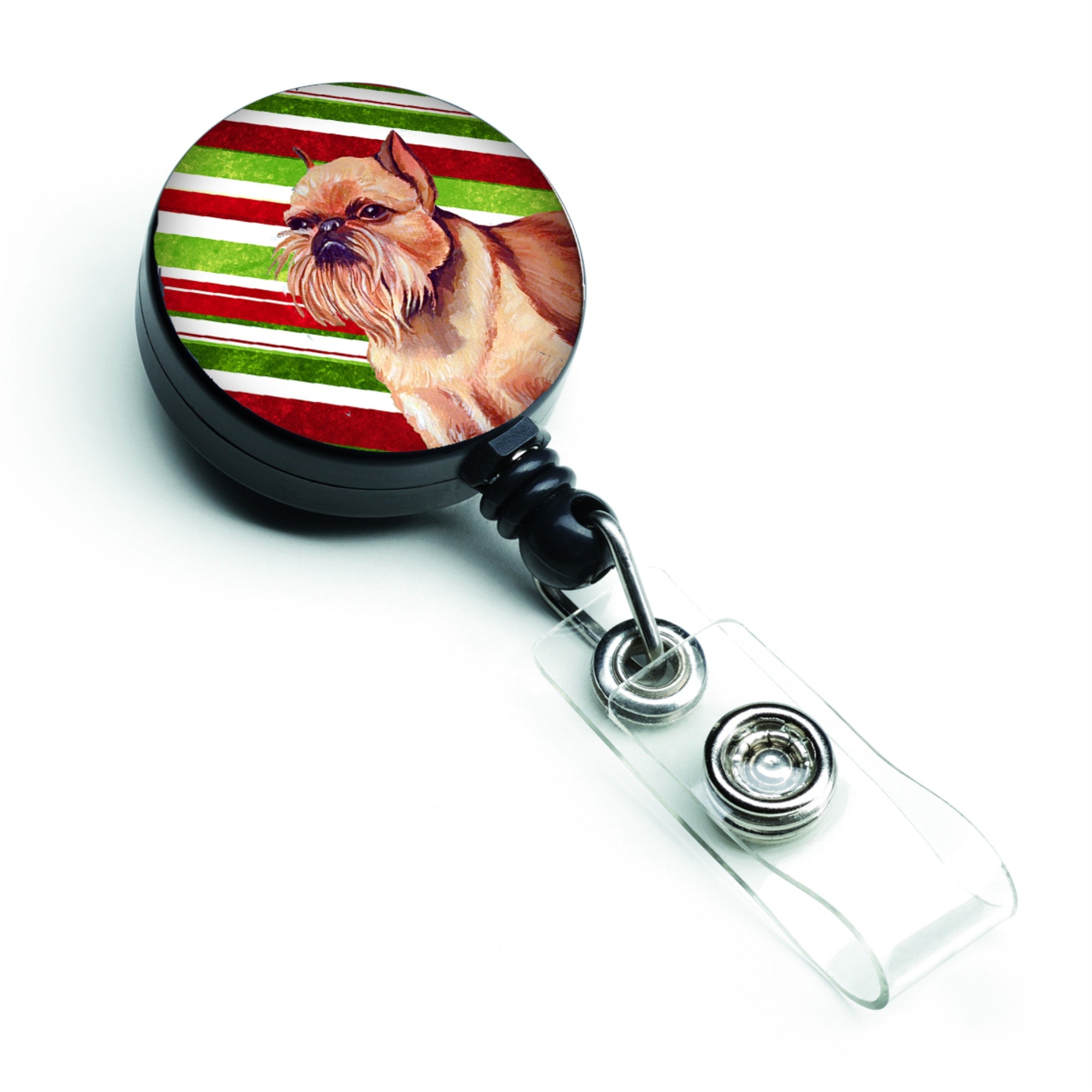 Caroline'S Treasures Brussels Griffon Candy Cane Christmas Retractable Badge Reel, Multicolor (Lh9224Br)
