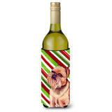 Brussels Griffon Candy Cane Holiday Christmas Wine Bottle Beverage Insulator Beverage Insulator Hugger