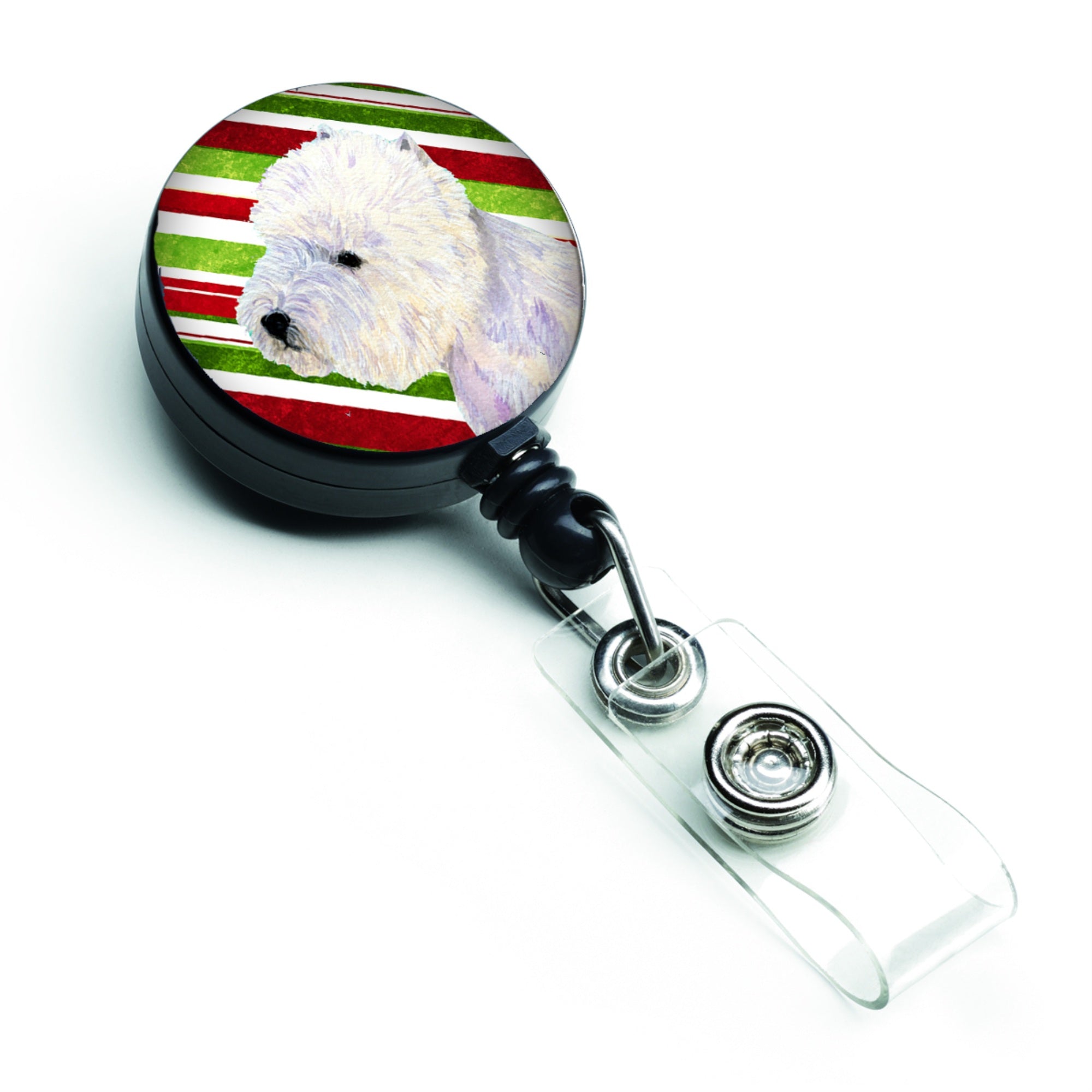 Caroline'S Treasures Westie Candy Cane Holiday Christmas Retractable Badge Reel, Multicolor (Lh9225Br)