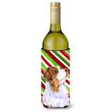 Australian Shepherd Candy Cane Holiday Christmas Wine Bottle Beverage Insulator Beverage Insulator Hugger