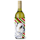 Bulldog English Candy Cane Holiday Christmas Wine Bottle Beverage Insulator Beverage Insulator Hugger