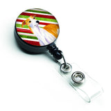 Caroline'S Treasures Whippet Candy Cane Holiday Christmas Retractable Badge Reel, Multicolor (Lh9238Br)