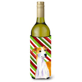 Whippet Candy Cane Holiday Christmas Wine Bottle Beverage Insulator Beverage Insulator Hugger
