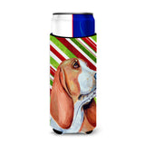 Basset Hound Candy Cane Holiday Christmas Ultra Beverage Insulators For Slim Cans Lh9242Muk