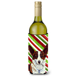 Corgi Candy Cane Holiday Christmas Wine Bottle Beverage Insulator Beverage Insulator Hugger