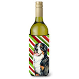 Bernese Mountain Dog Candy Cane Holiday Christmas Wine Bottle Beverage Insulator Beverage Insulator Hugger