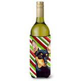 Min Pin Candy Cane Holiday Christmas Wine Bottle Beverage Insulator Beverage Insulator Hugger