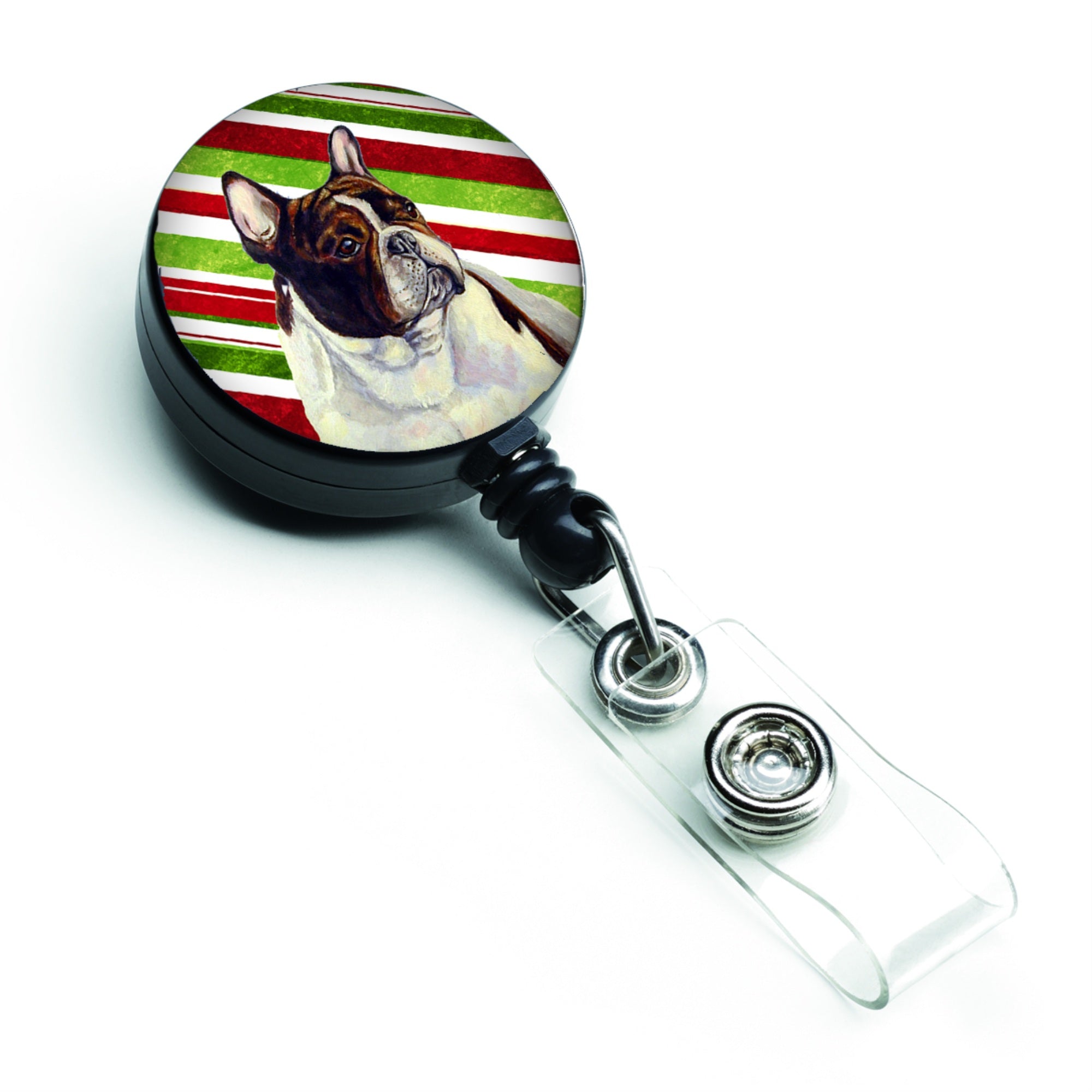 Caroline'S Treasures French Bulldog Candy Cane Holiday Christmas Retractable Badge Reel, Multicolor (Lh9247Br)