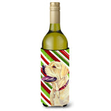 Labrador Candy Cane Holiday Christmas Wine Bottle Beverage Insulator Beverage Insulator Hugger