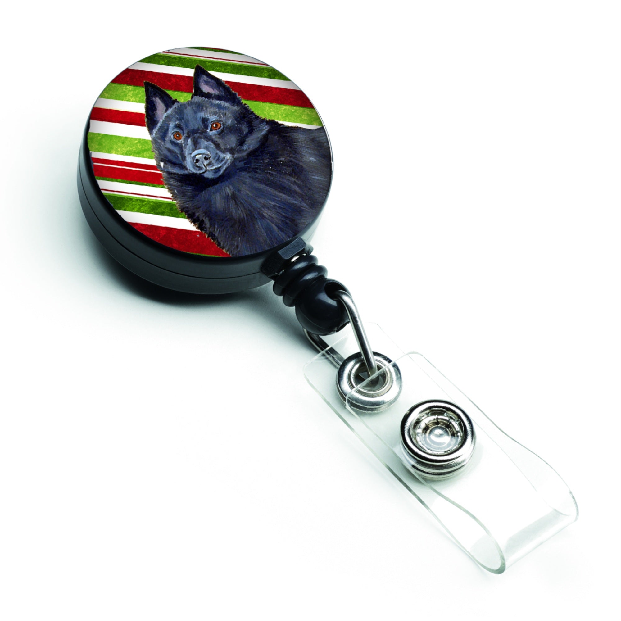Caroline'S Treasures Schipperke Candy Cane Holiday Christmas Retractable Badge Reel, Multicolor (Lh9249Br)