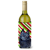 Schipperke Candy Cane Holiday Christmas Wine Bottle Beverage Insulator Beverage Insulator Hugger