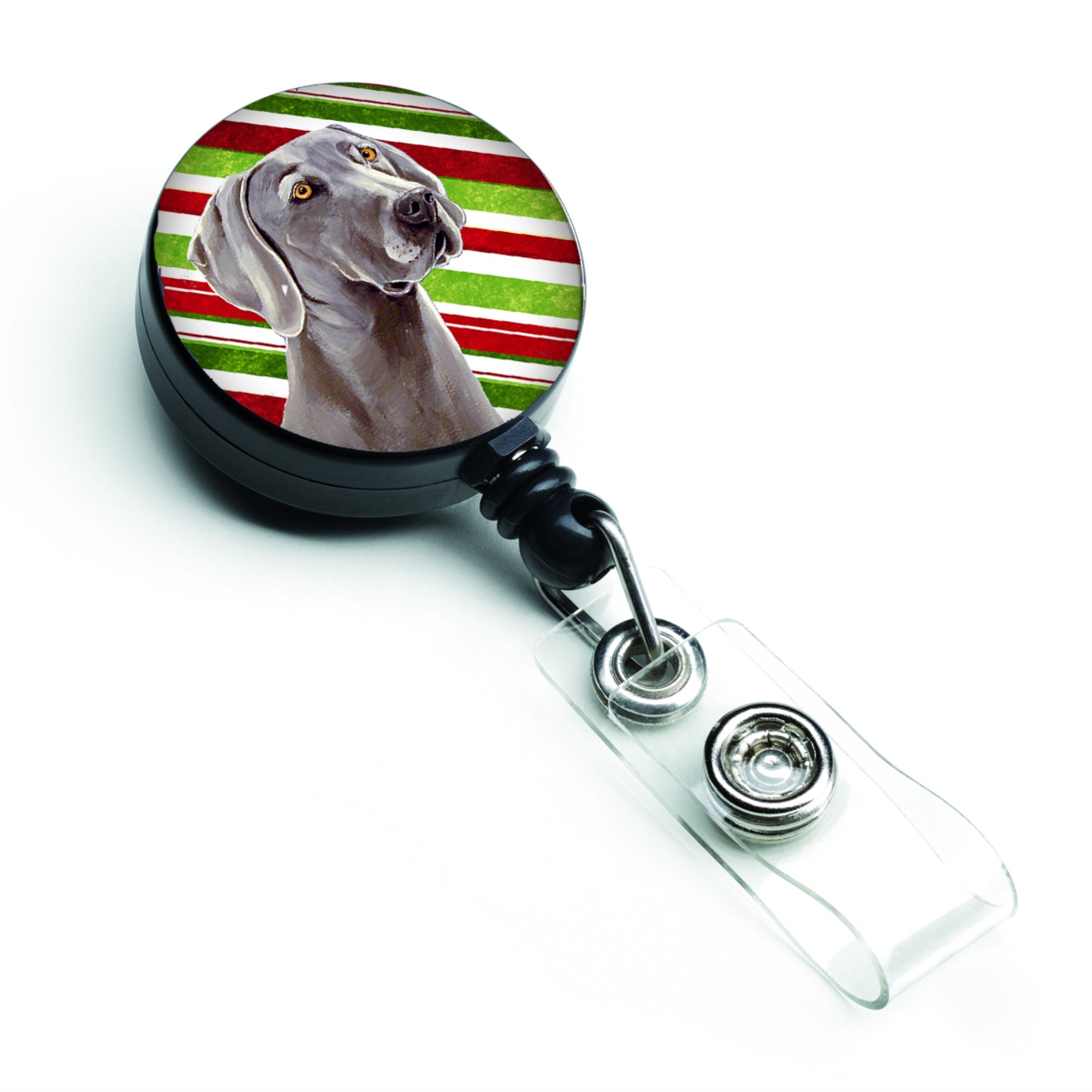 Caroline'S Treasures Weimaraner Candy Cane Holiday Christmas Retractable Badge Reel, Multicolor (Lh9251Br)