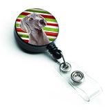 Caroline'S Treasures Weimaraner Candy Cane Holiday Christmas Retractable Badge Reel, Multicolor (Lh9251Br)