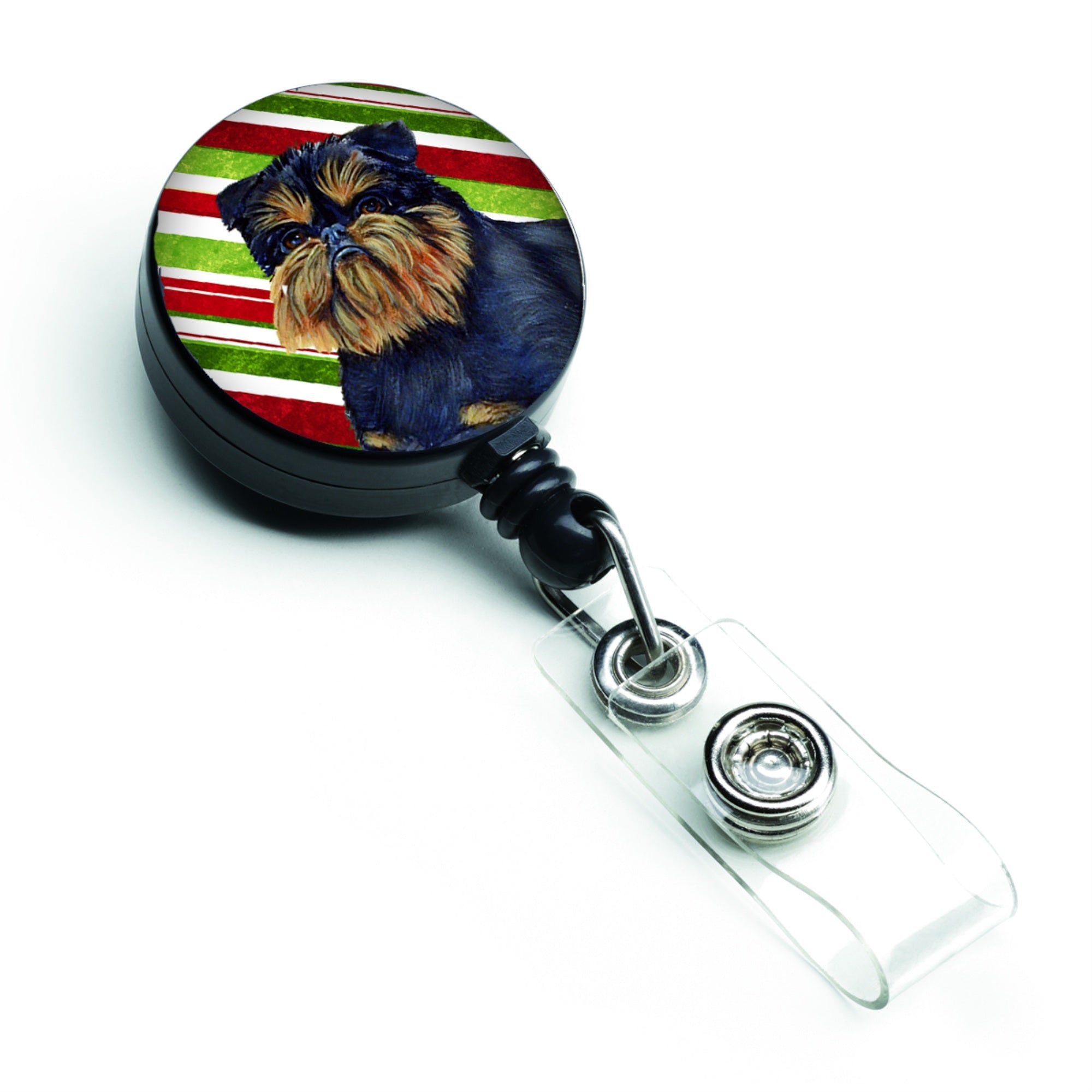 Caroline'S Treasures Brussels Griffon Candy Cane Christmas Retractable Badge Reel, Multicolor (Lh9253Br)