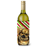 Tibetan Spaniel Candy Cane Holiday Christmas Wine Bottle Beverage Insulator Beverage Insulator Hugger