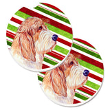 Caroline'S Treasures Petit Basset Griffon Vendeen Candy Cane Holiday Christmas Set Of 2 Cup Holder Car Coasters Lh9262Carc, 2.