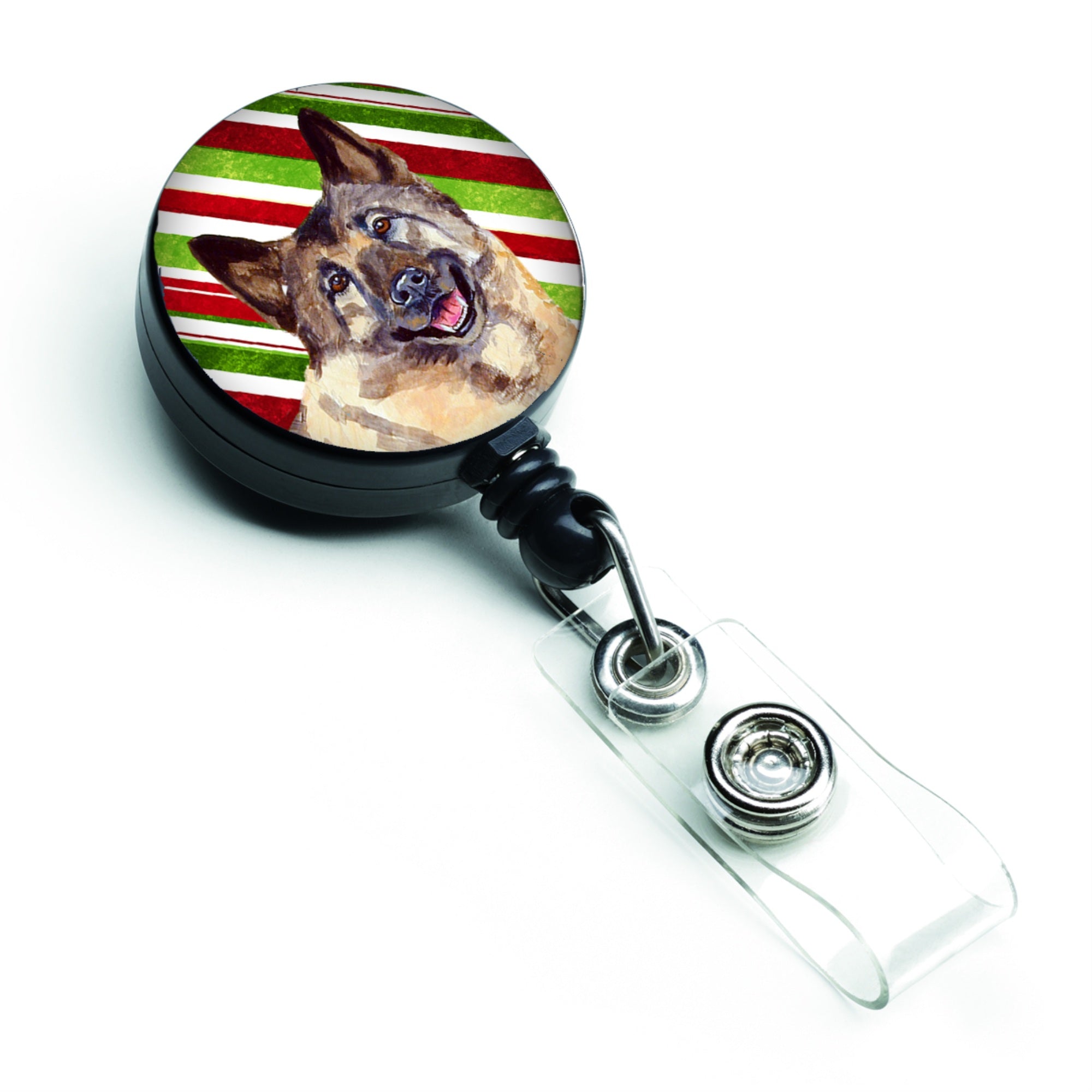 Caroline'S Treasures Norwegian Elkhound Candy Cane Christmas Retractable Badge Reel, Multicolor (Lh9263Br)