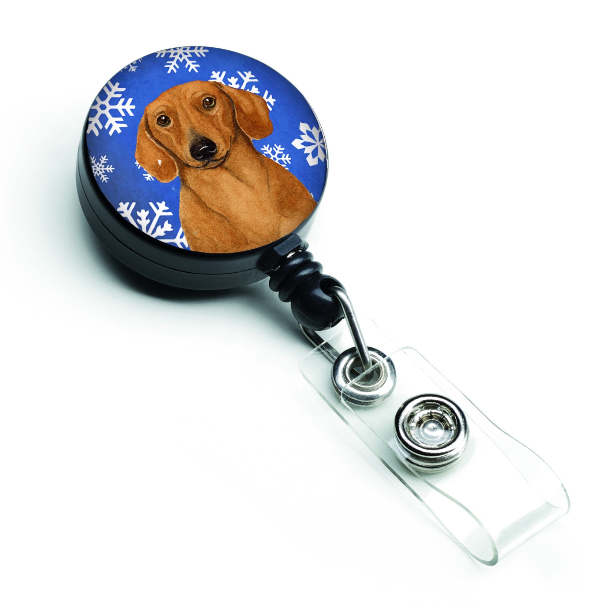 Caroline'S Treasures Dachshund Winter Snowflakes Holiday Retractable Badge Reel, Multicolor (Lh9267Br)