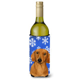 Dachshund Winter Snowflakes Holiday Wine Bottle Beverage Insulator Beverage Insulator Hugger