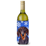 Dachshund Winter Snowflakes Holiday Wine Bottle Beverage Insulator Beverage Insulator Hugger Lh9268Literk