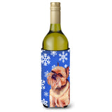 Brussels Griffon Winter Snowflakes Holiday Wine Bottle Beverage Insulator Beverage Insulator Hugger