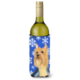 Silky Terrier Winter Snowflakes Holiday Wine Bottle Beverage Insulator Beverage Insulator Hugger