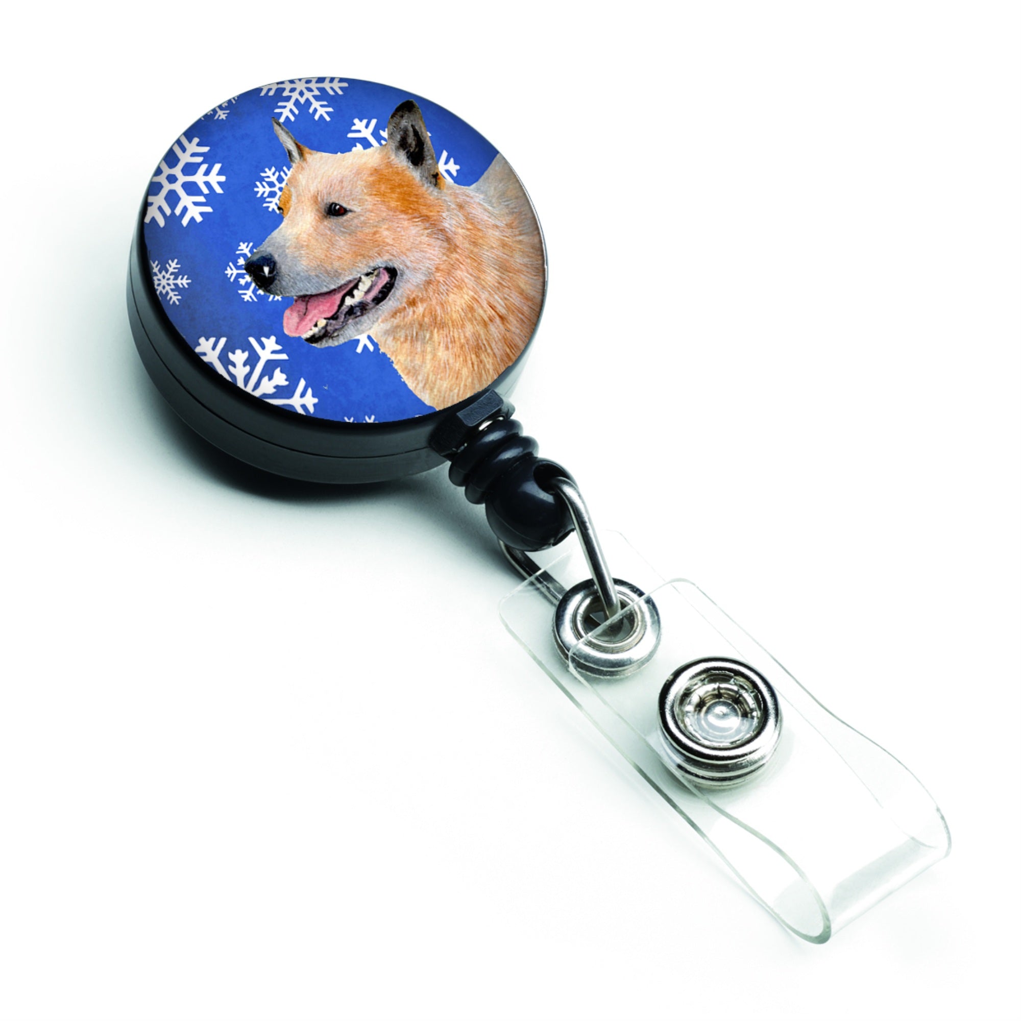 Caroline'S Treasures Australian Cattle Dog Winter Snowflakes Retractable Badge Reel, Multicolor (Lh9272Br)