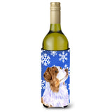 Australian Shepherd Winter Snowflakes Holiday Wine Bottle Beverage Insulator Beverage Insulator Hugger