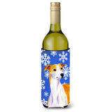 Whippet Winter Snowflakes Holiday Wine Bottle Beverage Insulator Beverage Insulator Hugger