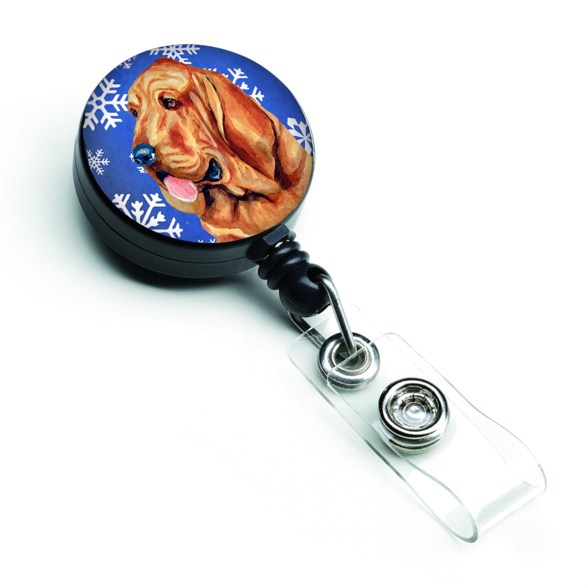 Caroline'S Treasures Bloodhound Winter Snowflakes Holiday Retractable Badge Reel, Multicolor (Lh9286Br)