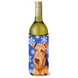 Airedale Winter Snowflakes Holiday Wine Bottle Beverage Insulator Beverage Insulator Hugger