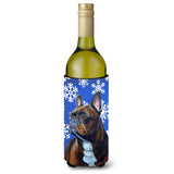 French Bulldog Winter Snowflakes Holiday Wine Bottle Beverage Insulator Beverage Insulator Hugger Lh9295Literk