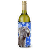 Weimaraner Winter Snowflakes Holiday Wine Bottle Beverage Insulator Beverage Insulator Hugger