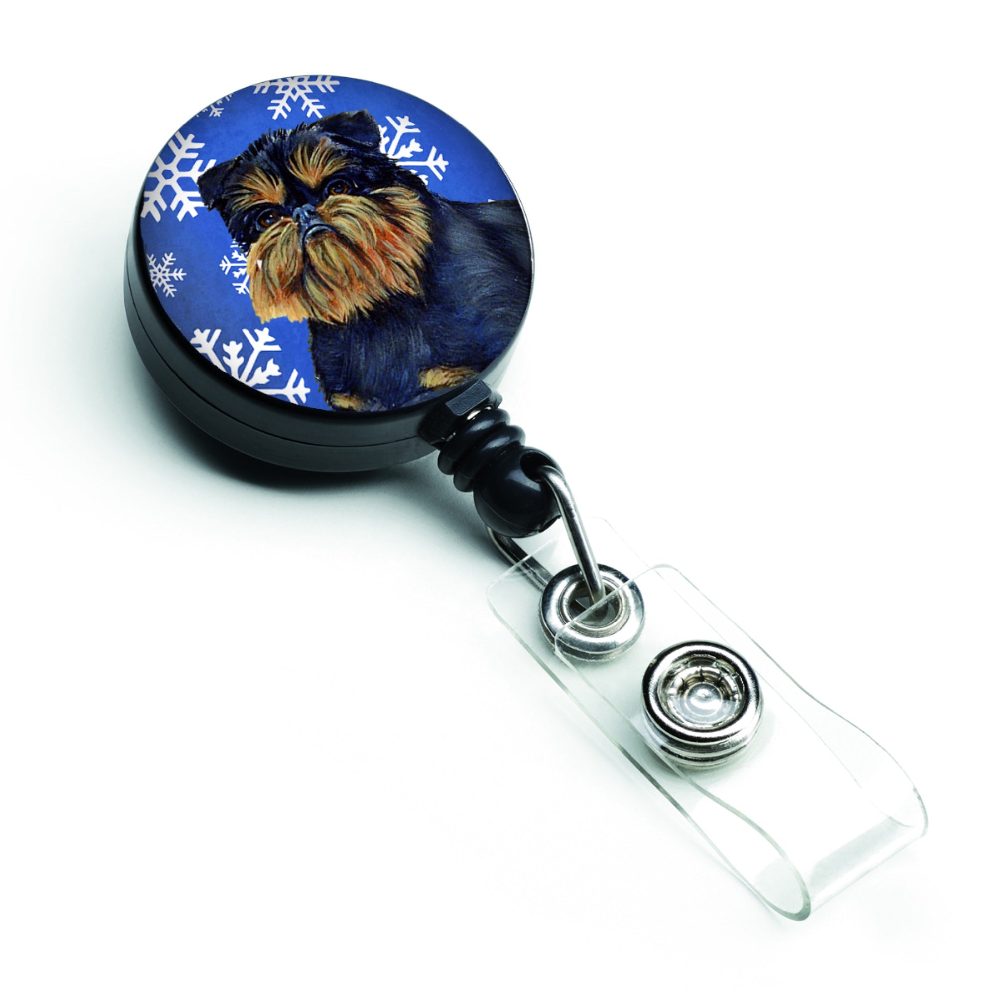 Caroline'S Treasures Brussels Griffon Winter Snowflakes Holiday Retractable Badge Reel, Multicolor (Lh9298Br)