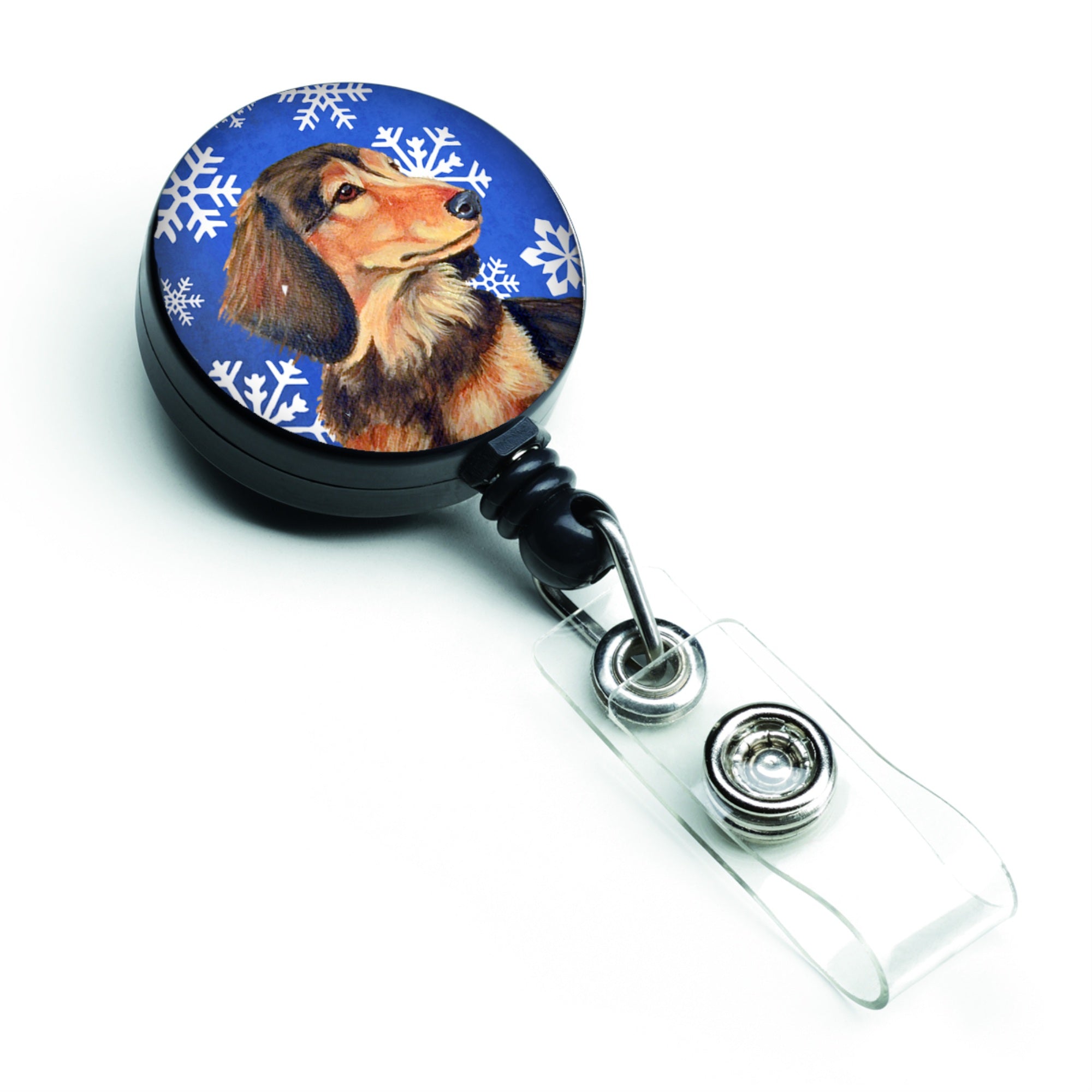 Caroline'S Treasures Dachshund Winter Snowflakes Holiday Retractable Badge Reel, Multicolor (Lh9301Br)