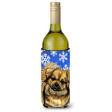 Tibetan Spaniel Winter Snowflakes Holiday Wine Bottle Beverage Insulator Beverage Insulator Hugger