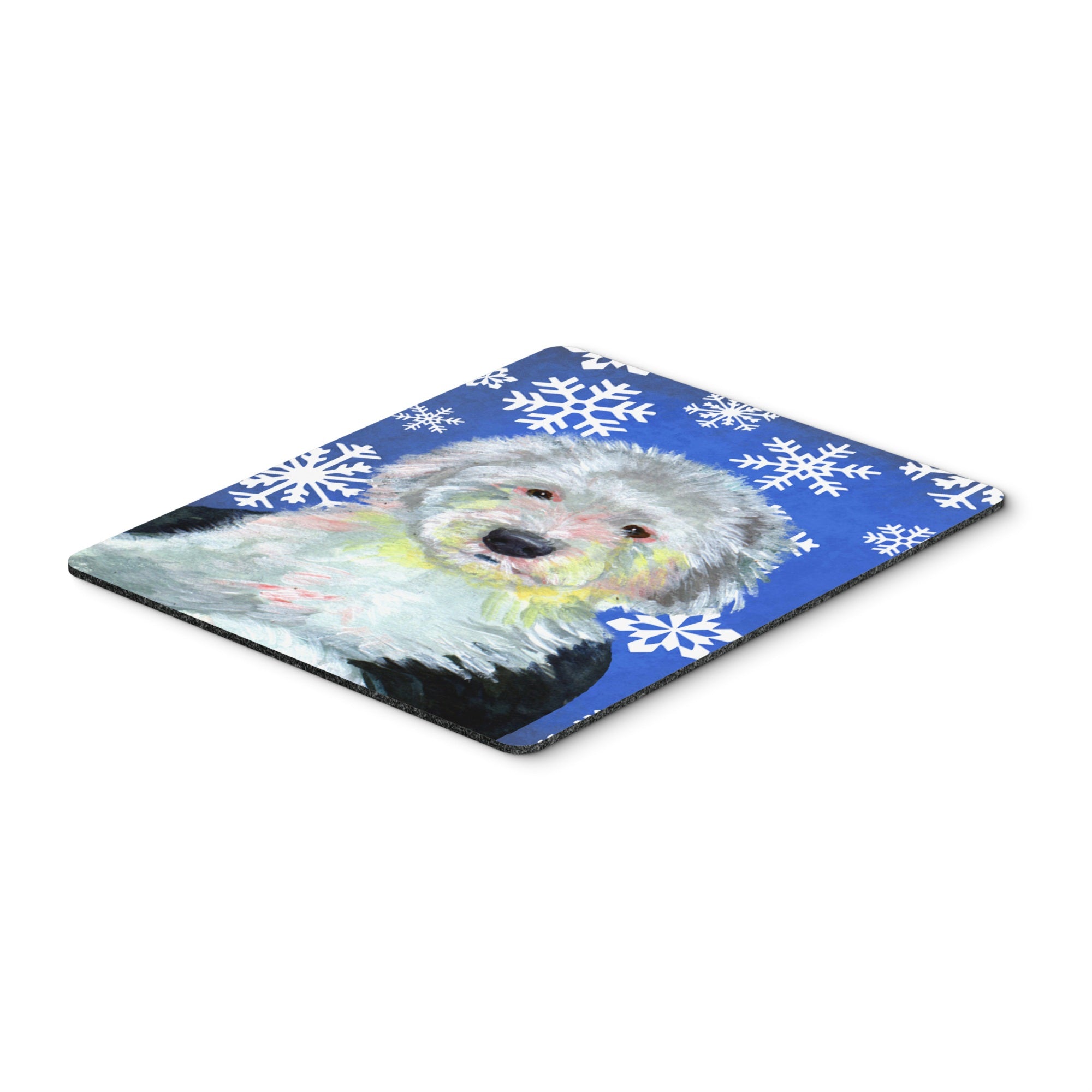 Caroline'S Treasures Old English Sheepdog Winter Snowflakes Holiday Mouse Pad/Hot Pad/Trivet (Lh9306Mp)